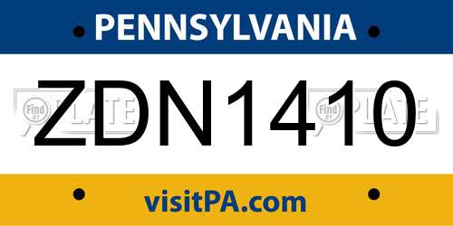 ZDN1410 Pennsylvania License Plate