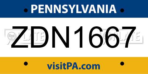 ZDN1667 Pennsylvania License Plate