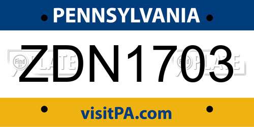 ZDN1703 Pennsylvania License Plate