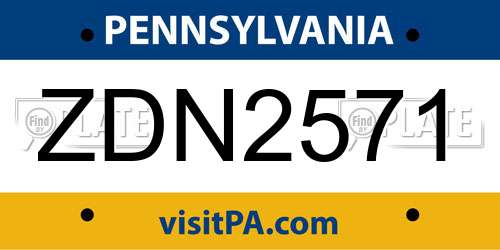 ZDN2571 Pennsylvania License Plate