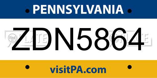 ZDN5864 Pennsylvania License Plate