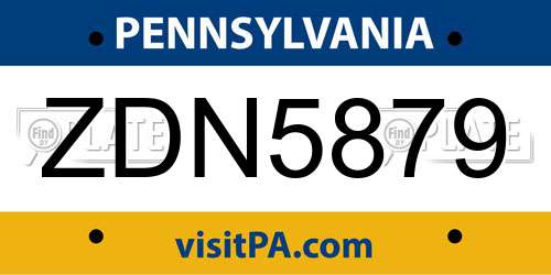 ZDN5879 Pennsylvania License Plate