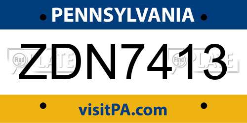 ZDN7413 Pennsylvania License Plate