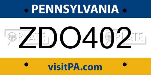 ZDO402 Pennsylvania License Plate