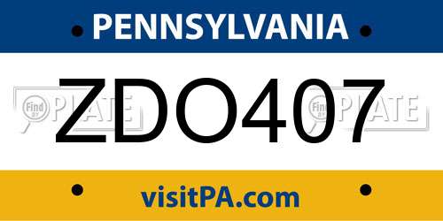 ZDO407 Pennsylvania License Plate