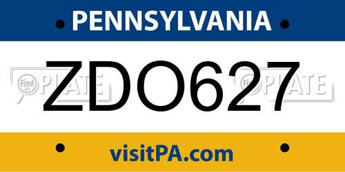 ZDO627 Pennsylvania License Plate