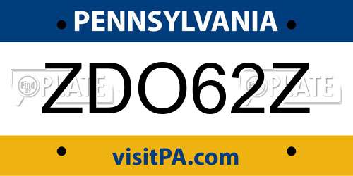 ZDO62Z Pennsylvania License Plate