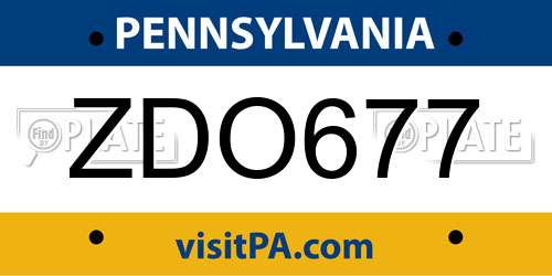 ZDO677 Pennsylvania License Plate