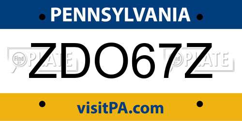 ZDO67Z Pennsylvania License Plate
