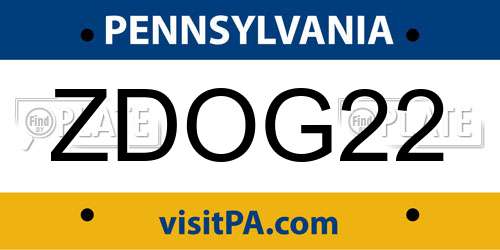 ZDOG22 Pennsylvania License Plate