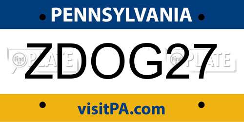 ZDOG27 Pennsylvania License Plate