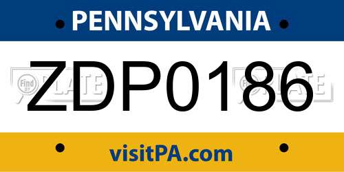 ZDP0186 Pennsylvania License Plate