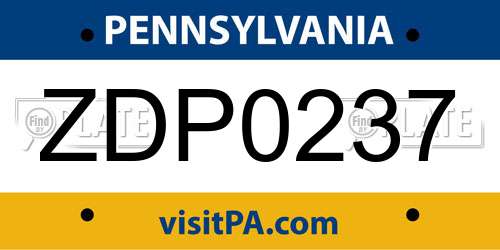 ZDP0237 Pennsylvania License Plate