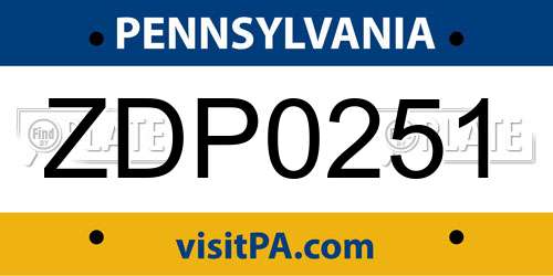 ZDP0251 Pennsylvania License Plate
