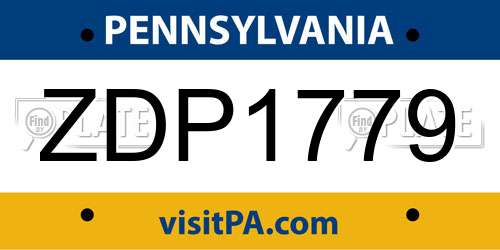 ZDP1779 Pennsylvania License Plate