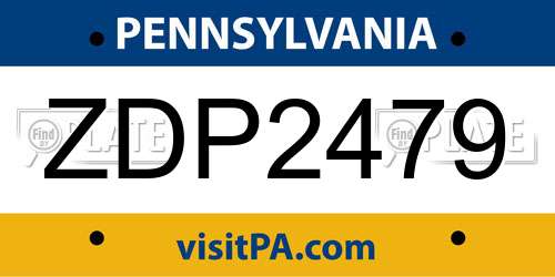 ZDP2479 Pennsylvania License Plate