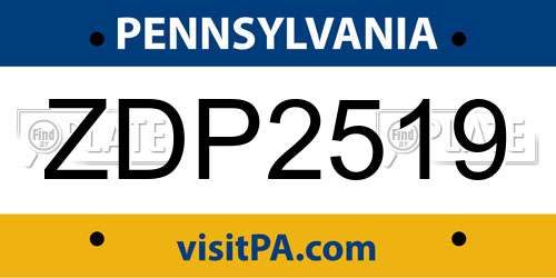 ZDP2519 Pennsylvania License Plate
