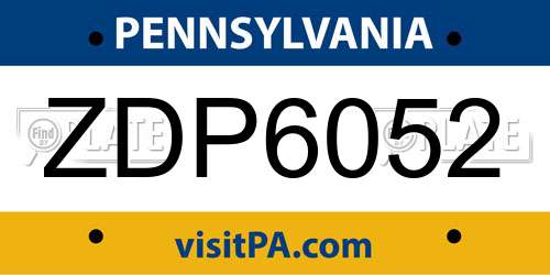 ZDP6052 Pennsylvania License Plate
