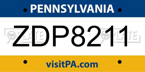 ZDP8211 Pennsylvania License Plate