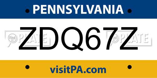 ZDQ67Z Pennsylvania License Plate