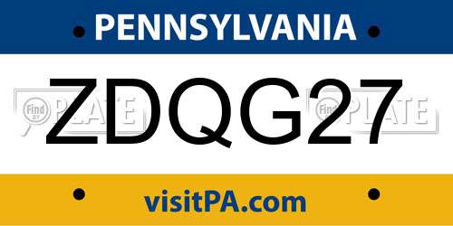 ZDQG27 Pennsylvania License Plate