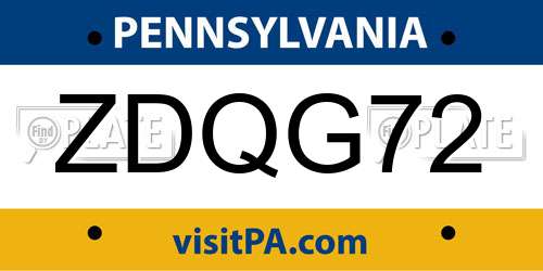 ZDQG72 Pennsylvania License Plate