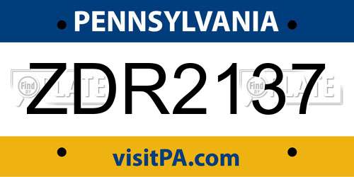 ZDR2137 Pennsylvania License Plate