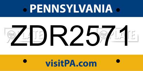 ZDR2571 Pennsylvania License Plate