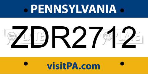 ZDR2712 Pennsylvania License Plate