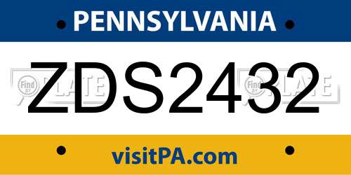 ZDS2432 Pennsylvania License Plate