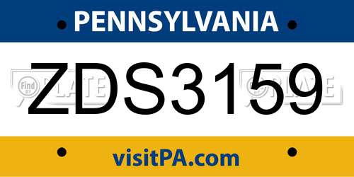 ZDS3159 Pennsylvania License Plate