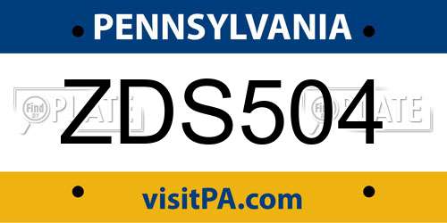 ZDS504 Pennsylvania License Plate