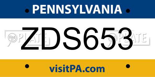 ZDS653 Pennsylvania License Plate