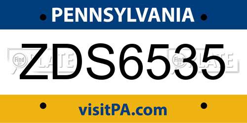 ZDS6535 Pennsylvania License Plate