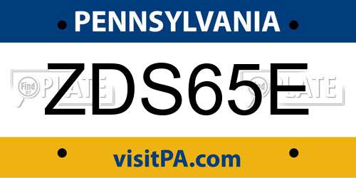 ZDS65E Pennsylvania License Plate