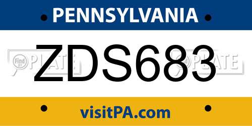 ZDS683 Pennsylvania License Plate