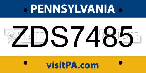 ZDS7485 Pennsylvania License Plate
