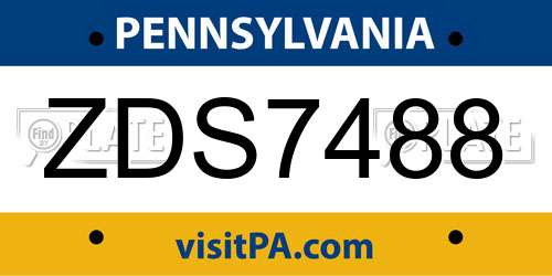 ZDS7488 Pennsylvania License Plate