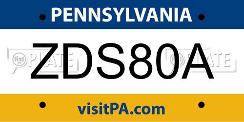 ZDS80A Pennsylvania License Plate