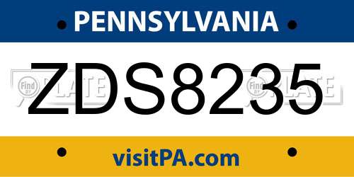ZDS8235 Pennsylvania License Plate