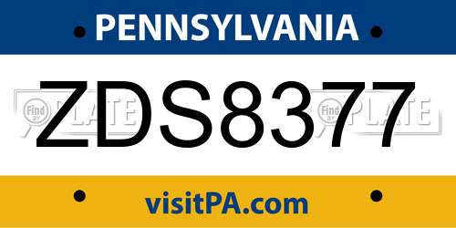 ZDS8377 Pennsylvania License Plate