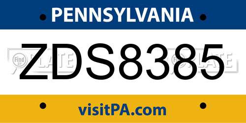 ZDS8385 Pennsylvania License Plate