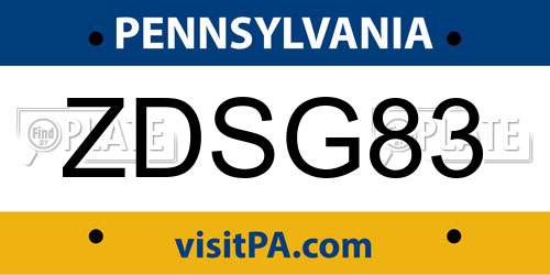 ZDSG83 Pennsylvania License Plate