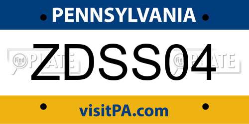 ZDSS04 Pennsylvania License Plate