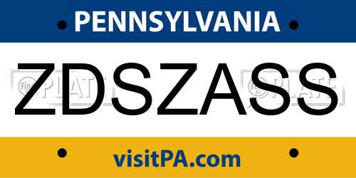ZDSZASS Pennsylvania License Plate