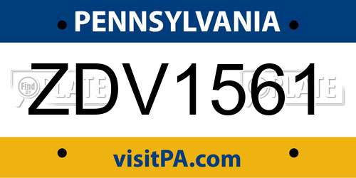 ZDV1561 Pennsylvania License Plate