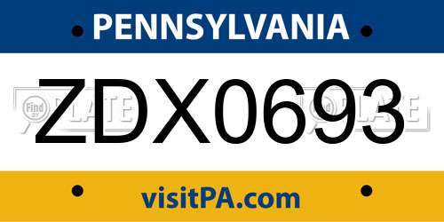 ZDX0693 Pennsylvania License Plate