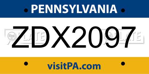 ZDX2097 Pennsylvania License Plate