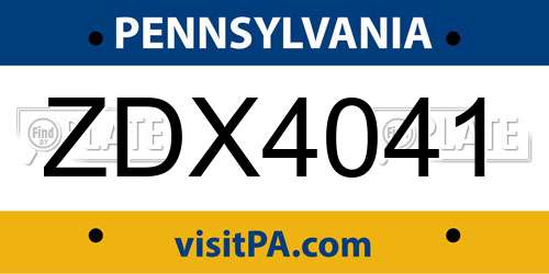 ZDX4041 Pennsylvania License Plate