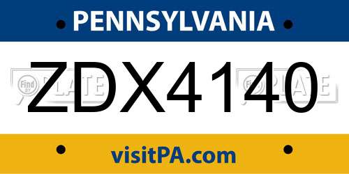 ZDX4140 Pennsylvania License Plate